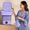 13L Blue light Portable Washing Machine Underwear with Dryer Bucket Socks Clothes Washer Camping Folding Mini 240131