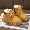 Stiefel Kinder Trendy Turnschuhe Herbst PU Leder Kinder Schuhe Mode Kleinkind Mädchen Knöchel Jungen Warme Winter Kind Schnee