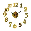 Relógios de parede 3D DIY Acrílico Espelho Adesivos Relógio Relógio Horloge Grande Decorativo Sala de Estar Agulha de Quartzo
