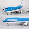 1/157 Skala 47 cm samolot 747 B747 KLM Royal Dutch Airlines Model W Light Wheel Diecast Płaszczyznę do kolekcji 240119