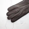 Deerskin Gloves Herr Läder Yttre sömda randiga retro motorcykel ridning Kör Höst och vinterull stickad foder240125