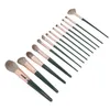 Ensemble d'éponges de maquillage anti-cernes, ombres à paupières, Blush, Tube en aluminium, brosse anti-cernes verte à Long manche, pinceaux synthétiques pour voyage