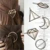 Hair Clips Fashion Metal Leaf Clip Barrettes Hairpin Barrette Women Girls Trend Charm Moon Round Triangle