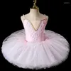 Stage Wear 2024 Ballerina Fairy Prom Party Costume Kids Blue Sequined Flower Dress Girls Dance Gymnastic Ballet Tutu