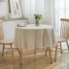 Round Table Household Circular Cover Linen Cotton Plain Tablecloth with Tassels Home Party Wedding Kitchen Decor 240127