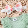 Rompers Pudcoco Born Infant Baby Girl Outfit Sleeveless Crew Neck Flower Lace Patchwork Romper Dress Bowknot Hairband Summer Clothes