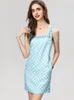 Women's Runway Dresses Square Neckline Sleeveless Beaded Plaid Printed Fashion Short Casual Vestidos