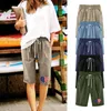 Shorts pour femmes Femmes Summer Cotton Print Pantalon pour le travail Casual Taille haute Business Femmes Petite