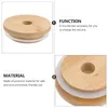 Dinnerware 8pcs Jar Lids With Hole Cap Cover Reusable Canning Wooden Mug 70MM For Kitchen Glass