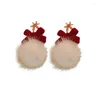 Dangle Earrings Sweet Plush Bow Haiball Tassel Drop For Women Female Christmas Gift Jewelry