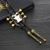 MUSIC Guitar heads copper and silver color bolo tie for man cowboy western cowgirl lather rope zinc alloy necktie 240123