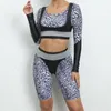 Kvinnors shorts leopard yogasträkt för fitness utan stoppning gym set kvinnor sportkläder träning kläder sport outfit tracksuit lila