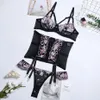 Ensemble soutien-gorge et culotte sexy, Lingerie brodée, String G érotique, slip, Costumes intimes, sous-vêtements sexuels pour femmes, 240202