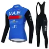 Män Uae Breattable Cycling Jersey Set Spring Autumn Long Sleeve Clothing Mountain Bike Bib Pants Ropa Ciclismo Maillot 240131