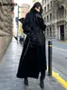 Lautaro, весенне-осенний удлиненный Тренч большого размера, крутой светоотражающий блестящий черный плащ из лакированной кожи для женщин, ремень, подиумная мода 240129