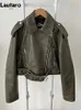 Lautaro весна осень крутая короткая свободная кожаная байкерская куртка из искусственной кожи женская молния Blet ретро женская европейская мода уличная одежда 240122