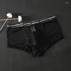 Sous-vêtements pour hommes sous-vêtements shorts poche bombée culotte sexy tronc taille basse lingerie culotte bikini transparent