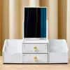 Innehåller Mirror Drawer Makeup Storage Box Dormitory Finish Plastic Shelf Cosmetics Skin Care toalettbord Desktop 240124