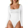 Intimo modellante da donna Body sexy con scollo quadrato Body shaper senza cuciture da donna Manica lunga Dimagrante Shapewear BuLifter Tummy Control Vita Trainer