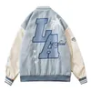 Hip Hop Furry Bee Lettres Broderie Veste De Baseball Hommes Streewear Harajuku Casual Lâche Bomber Varsity Vestes Unisexe Mode 240130