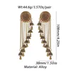 Dangle Earrings Long Jhumka Ethnic Pendientes Women's Vintage Gold Color Chain Flower Tassel Fashion Crystal Round Jewelry