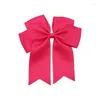 Hårtillbehör Fashion Children Headwear Solid Color Long Ribbon Double Layer Bow Clip for Girls Spring Hairn Pins