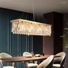 Kroonluchters Luxe Kristal Voor Woonkamer Eetkamer Rechthoek Led Cristal Hanglamp Keukeneiland Goud Hangende Verlichtingsarmaturen