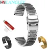 Solid Mesh Stainless Steel Watch Band Bracelets 18mm/20mm/22mm/24mm Watch Straps Deployment Buckle Brushed/Polished Strap 240125