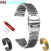 Solid Mesh Stainless Steel Watch Band Bracelets 18mm/20mm/22mm/24mm Watch Straps Deployment Buckle Brushed/Polished Strap 240125