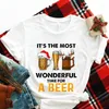 القمصان النسائية ، إنه أروع وقت لقميص البيرة نساء عيد الميلاد تي شيرت تي شيرت سانتا البارد