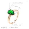 Anelli a grappolo Kinel Goccia d'acqua Anello con zircone naturale verde per le donne Moda 585 Colore oro rosa Accessori da sposa per sposa Gioielli quotidiani