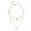 Hänghalsband ingesight.z 3st/set Vintage Metal Star Necklace for Women Punk Multi-Layer Gold Color Link Chain Choker Set