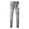 Pantalon femme violet marque jean américain haute rue peinture trou bleu sol blanc 2024 mode tendance qualité