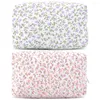 Sacos cosméticos 2pcs saco floral bonito viagem higiene algodão pincéis de maquiagem armazenamento acolchoado com zips para mulheres