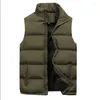 Herenvesten Winter Mouwloos Losse Standjassen Heren Herfstkraag Effen Zip Pad Casual Vest Vesten Warm Uitloper Katoen