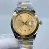 Наручные часы "Мужские часы из прецизионной стали - бревенчатый циферблат, 41 мм, золотой ремешок из нержавеющей стали"