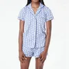 Dames slaapkleding preppy PJ's met olifanten 2000s dames pyjama's set rapel kraag met één borsten met korte mouwen shirt en shorts y2k