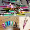 50pcs Beaded Ballpoint Pen Plastic Gel Beadable Personalized Gift School Office Writing Supplies Stationery Wedding 240124