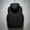 2023 hiver gilet à capuche hommes plissé solide rembourré coupe-vent chaud sans manches veste homme décontracté gilet épaissir Parkas 8XL 240202