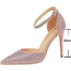 BigTree Rhinestones Shiny 626 High Ladies Pumps Stiletto Sweet Heels Wedding Shoes Women Sandaler 10 cm 240125