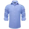 Chemises habillées pour hommes Hi-Tie Soie Solide Chemise pour hommes Printemps Automne Revers à manches longues pour cadeau masculin Bleu Vert Rose Violet Blanc Noir Orange