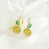 Boucles d'oreilles pendantes en argent sterling 925 avec aiguille en zircone, bijoux pour femmes, plaqué or 24 carats, boucles d'oreilles de styliste en citron pour filles, Pendientes de fête