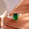 Cluster Rings Kinel Water Drop Green Natural Zircon Ring For Women Fashion 585 Rose Gold Color Bride Wedding Accessories Daily Jewelry