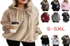 Plus Size Autumn Winter Women Casual Solid Zipper Long Sleeve Sweatshirt Long Sleeve Plush Fluffy Hoodies Fleece Pullover7480308