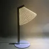 Night Lights USB Power 3D Effect Stereo Vision LED Desk Lamp Wood Support Acrylic Lampshade Light Office Bedroom Reading
