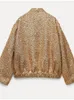 Mode or paillettes Oneck femmes veste courte bouton couvert à manches longues en vrac élégant manteau automne farty décontracté dame streetwear 240122