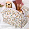 Sacos cosméticos 2pcs saco floral bonito viagem higiene algodão pincéis de maquiagem armazenamento acolchoado com zips para mulheres