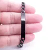 Link Bracelets Solid Stainless Steel Bracelet Black Color 6MM Smooth ID Bar 8" Curb Cuban 20cm For Men Women Masculine Jewelry