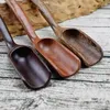 Tea Scoops Retro Chinese Kongfu Wooden Bamboo Style Natural Ebony Wood Scoop Delicate Spoon Portable Teaspoon Accessories