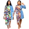 Robes décontractées Houseofsd 2024 Femmes Mode Vintage Denim Robe Multicolore Manches longues Chemises irrégulières Patchwork